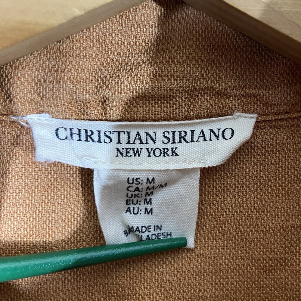 Christian Siriano NY Linen Blend Jacket Snap Closure Orange Women's M Minimal - Picture 2 of 6
